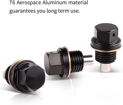 M14 x 1.5 Magnetic Oil Drain Plug made from T6 Aircraft Aluminum with 5PCS Washer Gaskets...