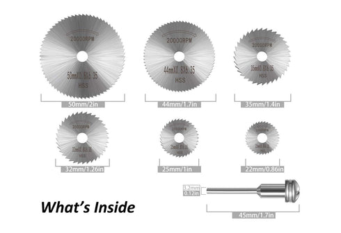 6pc HSS Saw Blades with 1pc 1/8" Shank Extension Rod, Cutting Wheel Set for Rotary Tools...