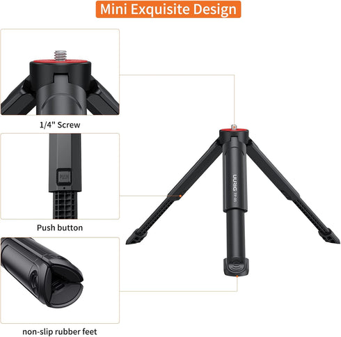 UURIG TP05 Extendable Mini Camera Tripod, Portable Selfie Stick Handle Grip Desktop Webcam Tripod with 1/4" Screw for DSLR Camera Webcam Phone Hol...