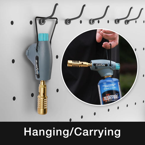 BLUEFIRE Handy Cyclone Torch Head Portable Brass Gas Torch Manual Ignite Fuel by MAPP MAP PRO Propane Gas Cylinder for Soldering Welding Plumbing ...