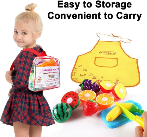 Kitchen Toys Fun Cutting Food Fruits Vegetables Toys Pretend Food Playset for Children Girls Boys Educational Early Age Basic Skills Development 4...