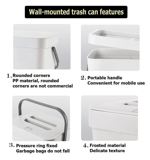 Small Trash Can with Lid Mini Kitchen Hanging Trash Can Tightly Sealed Odor Free, Small Countertop Compost Bin for Scraps from Daily Cooking, Moun...