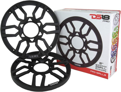 DS18 PRO-GRILL8 Speaker Cover - 8-Inch Car Audio Plastic Universal Speaker Grill Cover, Cover and Protect Your Speakers - Black - Set of 2...