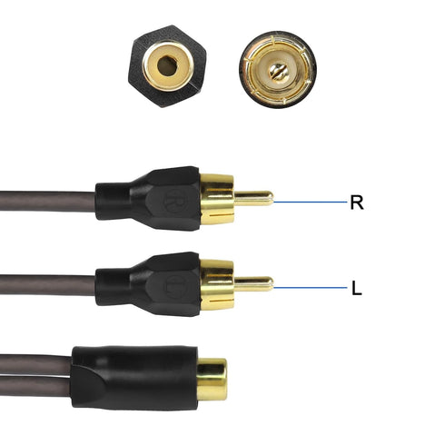 XMSJSIY RCA Cable Car Audio Y Splitter Cable Female to Dual Male Gold Plated Stereo Audio Adapter Gold Plated Plug Connectors Extension Cord for A...