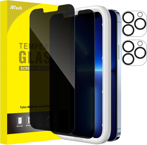 JETech Privacy Screen Protector for iPhone 13 Pro Max 6.7-Inch with Camera Lens Protector, Anti-Spy Tempered Glass Film, Easy Installation Tool, 2...