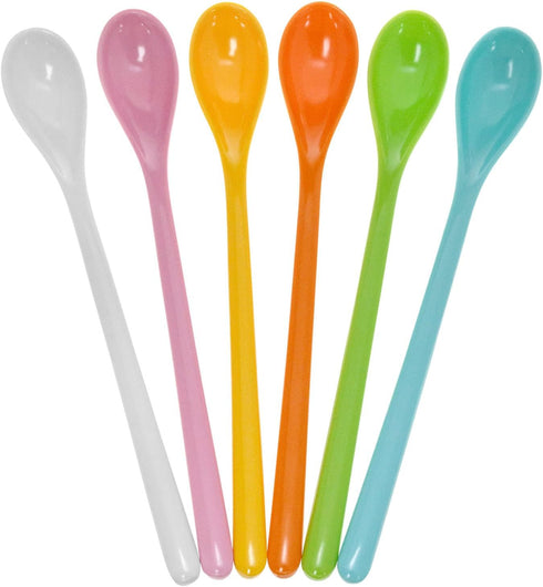 Long Handle Mixing Spoon Plastic coffee spoon iced tea spoons long spoon Suitable for iced coffee lemonade sundae (white light green pink yellow o...