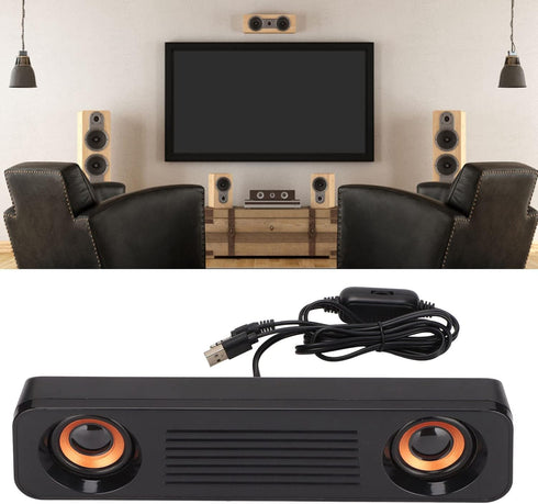 Portable HiFi Sound Wired Computer Sound Bar, USB Powered 3.5mm Audio Jack 60Hz-20kHz Speaker for Desktop, Laptops, Phones, Tablets, Xbox, Noteboo...