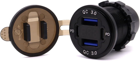 USB C Car Charger Socket, Super Fast Car Power Socket 2PD+2QC 3.0 Car USB Port Dual PD 3.0 Dual QC 3.0 for Car Marine Boat Bus Truck Golf Cart RV....