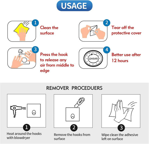 Adhesive Hooks Kitchen Wall Hooks - 24 Packs Heavy Duty 33lb(Max) Nail Free Sticky Hangers with Stainless Hooks Waterproof and Oilproof Reusable U...