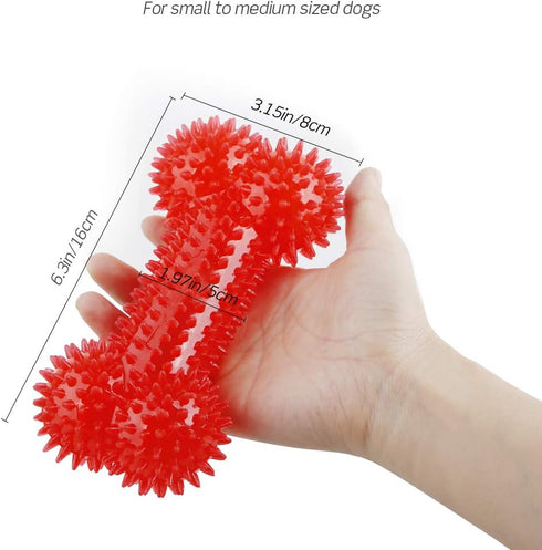 Squeaky Dog Toy Bone Shape, TPR Bouncy Ball, Teeth Cleaning, Length 16.0cm, for Medium to Medium-Large Sized Dogs,Random Color – Pack of 3...