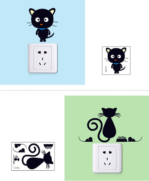 Removable Switch Sticker, 5 Pcs Cute Cartoon Black Cats Wall Sticker, Light Switch Decor Decals, Family DIY Decor Art Car Stickers Home Decor Wall...