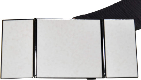 Home-X Large Car Vanity Mirror with Trifold Design, Travel Accessories for Car, Foldable Vanity, Makeup Travel Vanity, Strap-On Car Mirror, 12" L ...