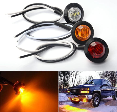 15Pcs 3/4 Inch LED Marker lights Signal Light 12V for Trailer Truck Bus Van (Red+Amber+White)...