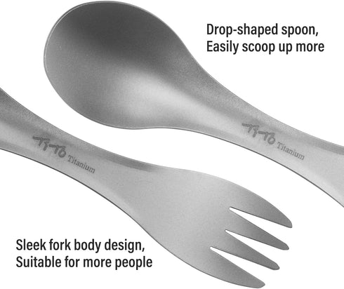 TiTo Titanium Spork 2-in-1 Spoon,Fork and Knife Lightweight Camping Utensil,Eco-Friendly Flatware for Outdoor Traveling,Hiking,Backpacking and Pic...
