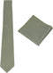 Mens Solid Skinny Linen Tie with Pocket Square Gift, Sage Green, Size One Size...