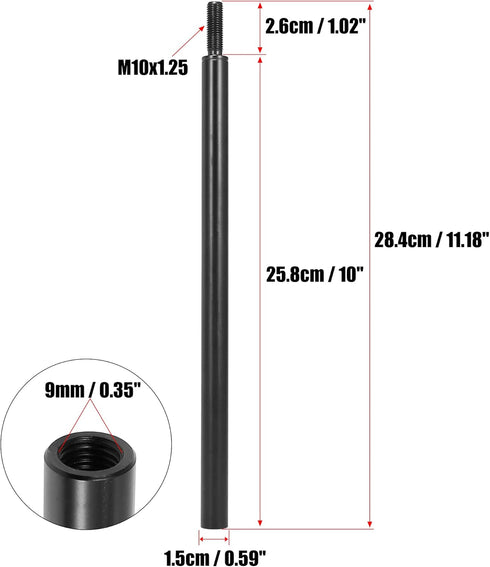 X AUTOHAUX 10" Car Gear Shift Knob Extender Extension Lever for Mitsubishi for Mazda for Nissan M10X1.25 Black...