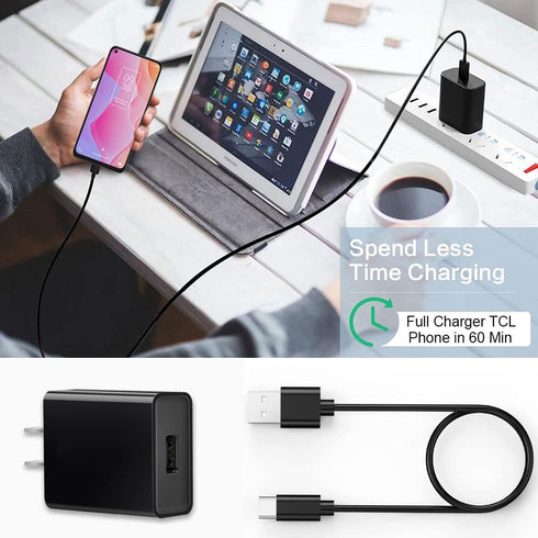 Fast TCL Cell Phone Charger Cable for TCL 30 SE, TCL 40 X 5G, TCL 40 XE, 20 Pro 5G, 20S, 20 SE, 10L, 10 Plus, 10 SE, 10 Pro, 405, 30XL 2022, 40R, ...