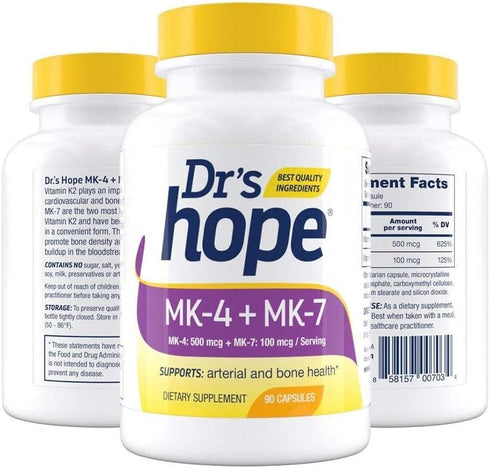 Vitamin K2-90 Capsules with 500 mcg MK4 + 100 mcg MK7 | Bone and General Health Support | High-Potency K-2 Vitamins Supplement - 1 Capsule Daily...