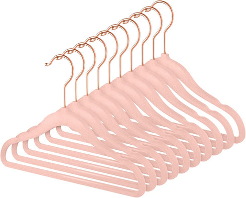 MIZGI Premium Kids Velvet Hangers (Pack of 50) with Copper/Rose Gold Hooks,Space Saving Ultra Thin,Non Slip Baby Hangers for Children's Skirt Dres...