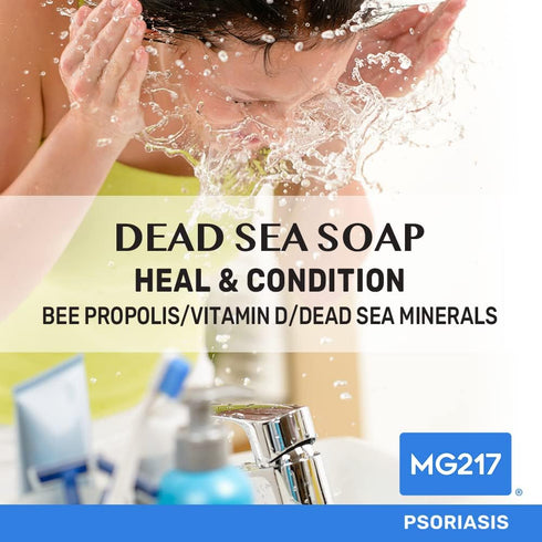 MG217 Psoriasis Dead Sea Exfoliating Bar Soap, Heal & Condition with Dead Sea Salt, Bee Propolis, Vitamin D3 for Psoriasis Skincare, 5oz...