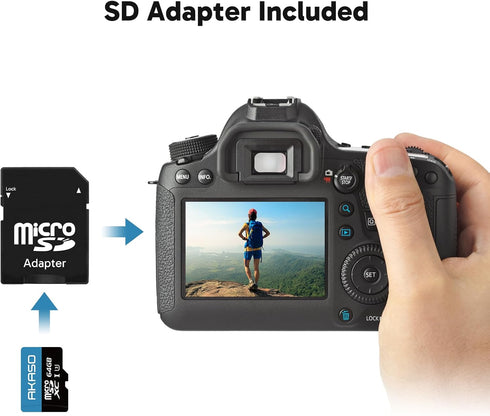 AKASO 64GB microSDXC U3 Memory Card - Up to 100MB/s, UHS-I C10, U3, Full HD, 4K UHD, MicroSD Card...