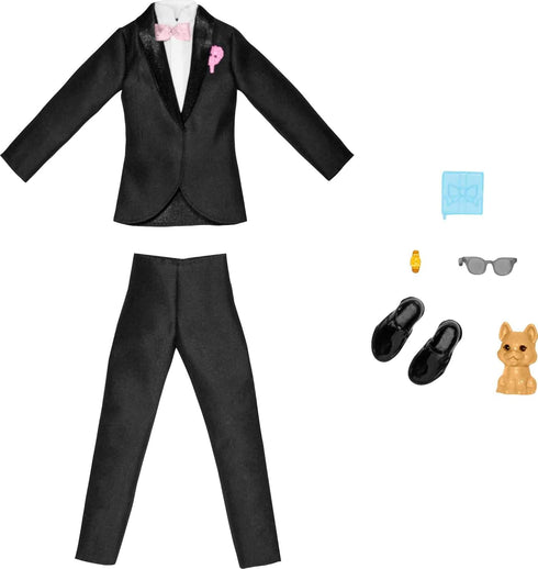 Barbie Ken Fashion Pack, Bridal Set with Groom Outfit for Ken Doll, Includes Tuxedo & Shoes, Puppy & 3 Accessories...