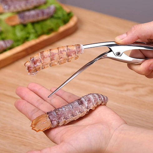 (2 Pack) Stainless Steel Shrimp Line Knife+ Shrimp Peeler, Shrimp line tool Easily Remove Fish Scales shrimp shells Feather for Kitchen Tools...
