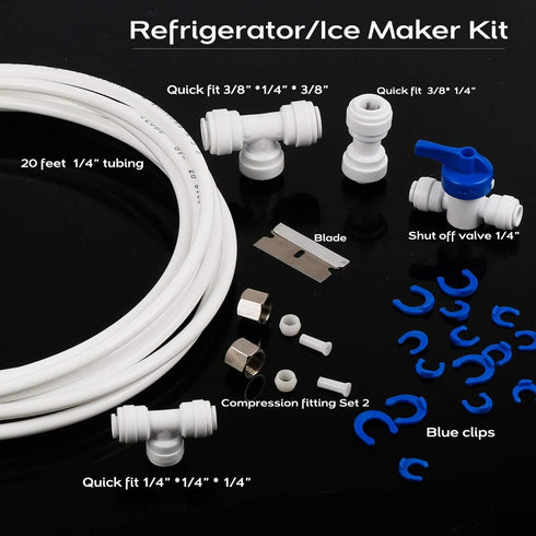 Frizzlife IMC-1 Ice Maker Fridge Water Line Installation Kit Fits For 1/4” & 3/8” Connect Water Filtration system and Reverse Osmosis System...