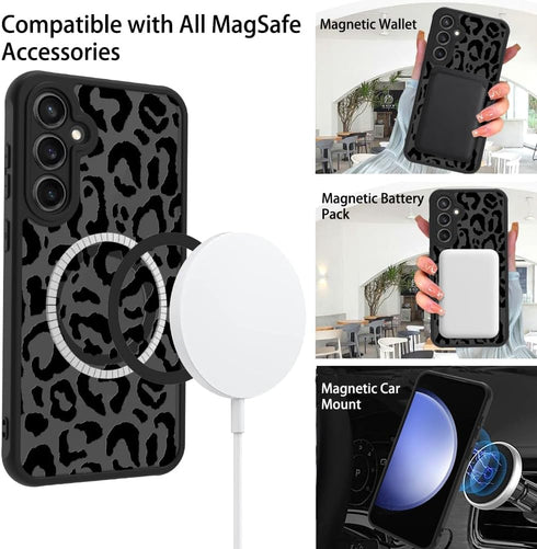 ZIYE Magnetic Case for Galaxy S23 FE Leopard Pattern Phone Case with Camera Protection,Silicone TPU Phone Protective Cover Cheetah Design Cases Co...
