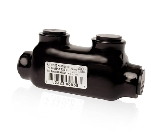 AP-10203, Black Insulated in-Line Splice Connector, 2/0-6 Wire Range, 3.23" L x 0.98" W x 1.63" H, Pre-Filled with Oxide Inhibitor, Easy Re-Entry,...