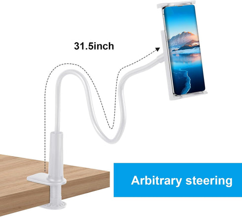 Phone Stand for Desk, Gooseneck Cell Phone Holder Flexible Lazy Long Arm Phone Mount Universal 360 Degree Adjustable Phone Clamp Clip for Table, B...