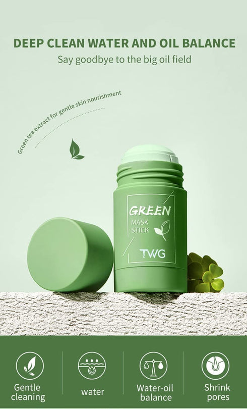 2PACK Girl Green Tea Solid Mask Green Tea Mask Stick Deep Cleaning Mud Mask Stick Oil Control Anti-Acne Eggplant Masks Purifying Clay Stick Mask S...