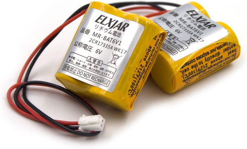 (2-Pack) 6V 1650mAh MR-BAT6V1 Lithium Battery Replacement for Maxell/Mitsubishi MR-J4, MR-BAT6V1SET, 2CR17335A-WK17 CNC PLC Battery...