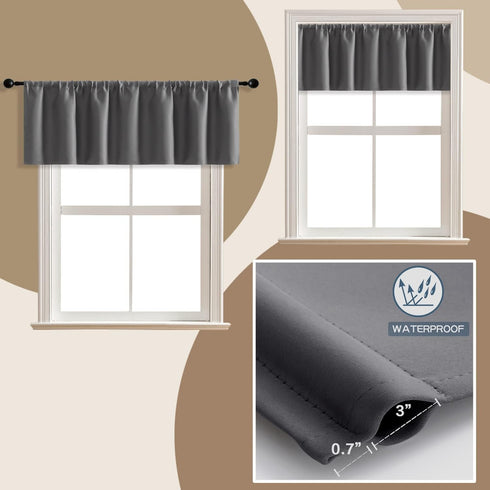 RV Curtains for Camper Windows Blackout 2 Pack Valances Waterproof Light Blocking Blackout Thermal Insulated Small Curtains for Basement Window Ba...