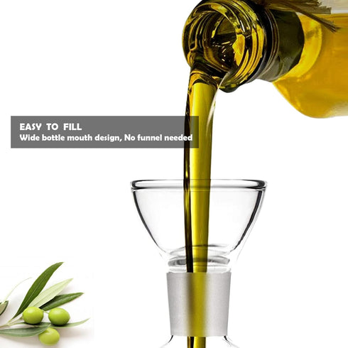 HAIZEEN 8 ounce/240 ml No Funnel Needed Olive Oil & Vinegar Dispenser Glass Cruet Decanter for Kitchen,Lab glassware seal handicraft Keeps Oil Fre...