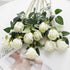 Veryhome Artificial Flowers Silk Roses Fake Bridal Wedding Bouquet for Home Garden Party Floral Decor 10 Pcs (White Straight stem)...