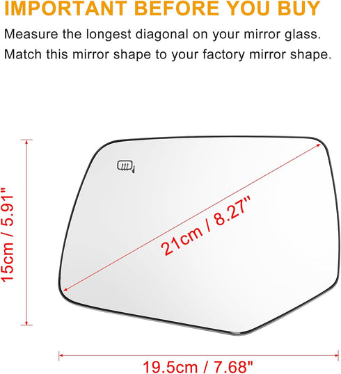 X AUTOHAUX Car Left Rearview Heated Side Mirror Glass for Ford Escape 2008 2009 8L8Z17K707G Replacement Heated Mirror Glass with Backing Holder...