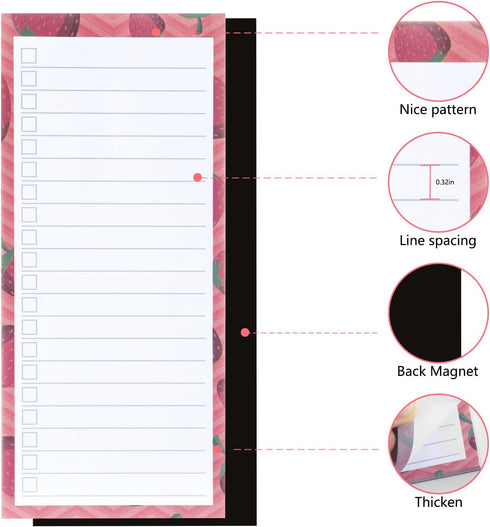 4Magnetic Notepads for Refrigerator Grocery List Magnet Pad for Fridge Magnetic Grocery List pad for Fridge 60 Sheets Per Note Pads (4 Fruits - 2)...