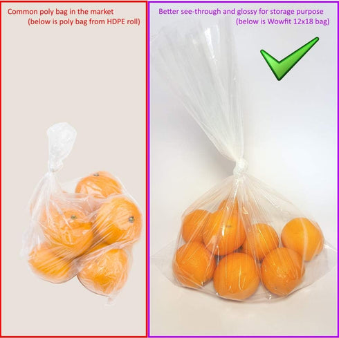 Wowfit 30 CT 12x18 inches 1.1 Mil Clear Plastic Flat Open Poly Bags Great for Food Storage, Packaging and More (12 x 18 inches)...