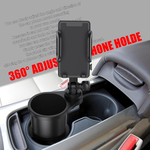 Cell Phone Holder for Car, Car Cup Holder with Phone Mount, Multifunctional Cup Holder, 360 Degrees Rotation Cup Holder Cellphone Mount, 2-in-1 Cu...