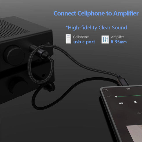 USB C to 6.35mm 1/4 inch TRS Cable, USB Type C to 1/4 inch Audio Adapter Aux Jack Stereo Cable for Pixel 4XL, Galaxy Note 10+/S20+, Amplifier, Spe...