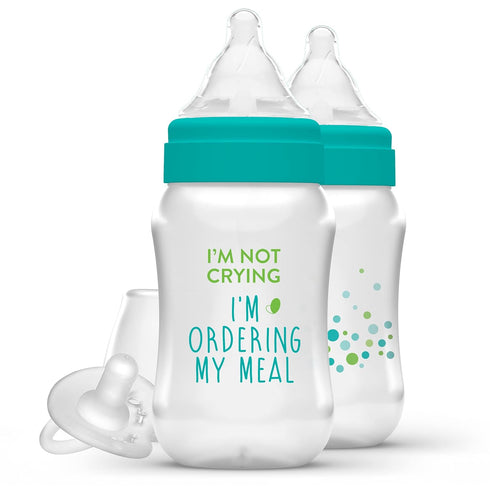 Evenflo Feeding Balance + Wide Neck Printed Bottles, 9oz 2pk, with Pacifier...