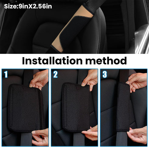 Car Seat Belt Pads Cover, 2 Pack Leather Mesh Universal Seatbelt Shoulder Strap Protector, Soft Harness Pad Safety Belt Cover for Comfortable Driv...