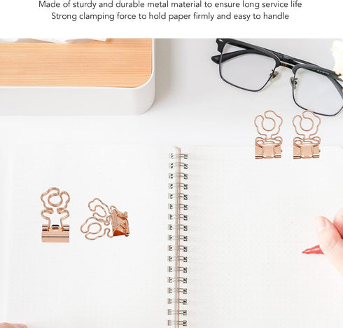 Mini Clips,100Pcs Flower Shape Clips Metal Paperclips Long Tail Clips Small Swallowtail Clip for Office School Home Document Sorting(Rose Gold)...