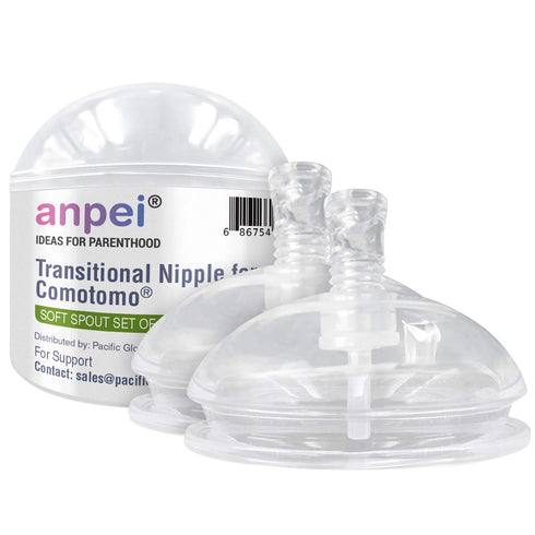Anpei Straw Cup Straw Transitional Nipples Set of 2 with Nipple Storage Case Compatible with Comotomo Baby Bottles, 5 oz and 8 oz...