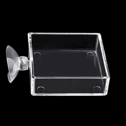Shrimp Feeding Dish Square Fish Tank Feeding Bowl Clear Acrylic Aquarium Feeder Bowl with Suction Cup...