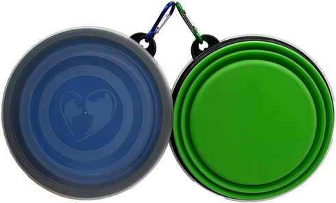 Medium Collapsible Dog Bowl 23oz,2 Pack Portable and Foldable Pet Travel Bowls Collapsable Dog Water Feeding Bowls Dish with 2 Carabiners & Lids f...