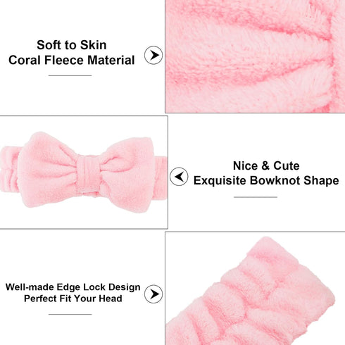 9 Pcs Pink Spa Headband, Sleepover Party Favors, Soft Coral Fleece Makeup Hair Band, Skincare Headbands, Makeup Headband for Face Washing Shower Y...