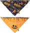 2 Pack Halloween Dog Bandanas with Bell, Pet Holiday Pumpkin Ghost Themed Pattern Triangle Bibs Dog Fall Scarf Accessories Premium Durable Fabric ...