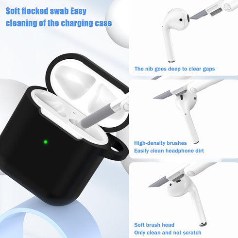 for AirPod Case Cover, Military Grade Anti-Fall Soft Silicone Shock-Absorbing Protective AirPod 2&1 Generation Case Skin Touch with Keychain and C...